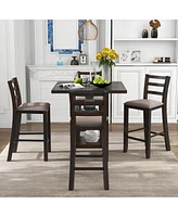 Streamdale Furniture 5-Piece Wooden Counter Height Dining Set With Padded Chairs And Storage Shelving