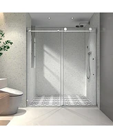 Simplie Fun Chrome Frameless Shower Door with Adjustable Soft-Close