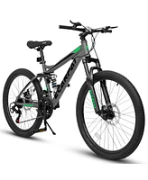 Simplie Fun 26" Mountain Bike: 21-Speed, Steel Frame, Disc Brakes, Front Fork, Shock Absorber