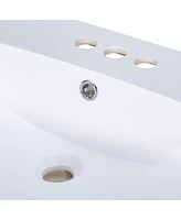 Streamdale Furniture 24" Ceramic Vanity Top, White Basin, 3-Faucet Holes