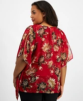 Jm Collection Plus Embellished Chiffon Poncho, Created for Macy's