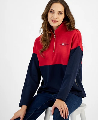 Tommy Hilfiger Women's Colorblocked Quarter-Zip Sweatshirt