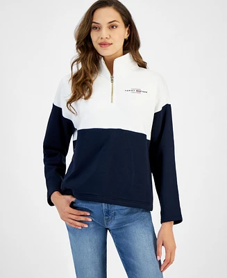 Tommy Hilfiger Women's Colorblocked Quarter-Zip Sweatshirt