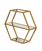 Hexagonal Glass Shelf with Metallic Accents for Modern Glam Decor
