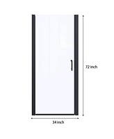 Streamdale Furniture 34 In. To 35-3/8 In. X 72 In Semi-Frameless Pivot Shower Door In Matte Black With Clear Glass