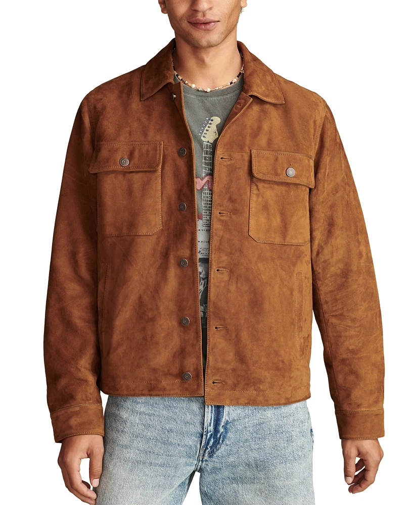 Lucky Brand Men's Suede Button-Front Shirt Jacket