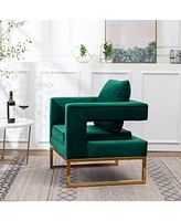 Contemporary Upholstered Accent Arm Chair, Green