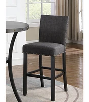 Streamdale Furniture Fabric Bar Stools with Nailhead Trim, Set of 2, Grey