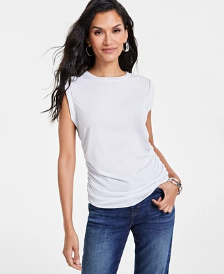 I.n.c. International Concepts Women's Ruched-Side Embellished Tee, Created for Macy's