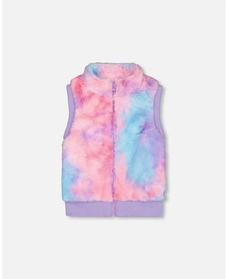 Deux par Big Girls Faux Fur Sleeveless Vest Multicolor