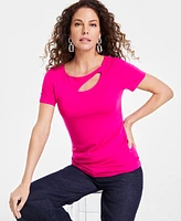 I.n.c. International Concepts Women's Asymmetrical Cutout T-Shirt, Created for Macy's