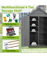 Simplie Fun Wooden Outdoor Storage Cabinet with Shelves and Latch