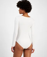 Self Esteem Juniors' Rib-Knit Overlay Long-Sleeve Bodysuit