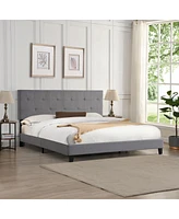 Streamdale Furniture Upholstered King Platform Bed, Tufted Headboard, Easy Assembly, Gray