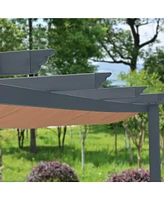 Aoodor 120''x155.1''x87.4'' Outdoor Pergola with Retractable Canopy, Aluminum Frame, 4 Pieces Patio Sun Shade Shelter for Backyard.