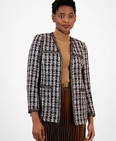 Anne Klein Women's Tweed 3/4-Sleeve Open-Front Jacket