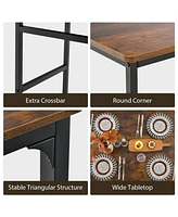 Sugift 4 Pieces Rustic Dining Table Set with 2 Chairs and Bench