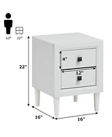 Sugift 2 Pieces Multipurpose Retro Nightstand Set with Drawers