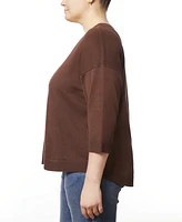 Melissa Paige Plus Button-Back Dropped-Shoulder Sweater