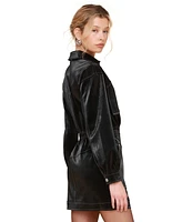 Avec Les Filles Women's Faux-Leather Carpenter Mini Dress