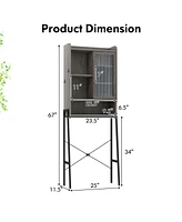 Givimo Over the Toilet Storage Cabinet with Sliding Acrylic Door and Adjustable Shelves