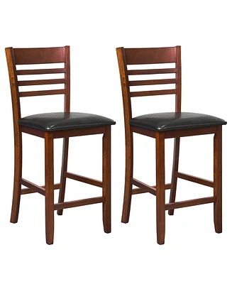 Skonyon Set of 2 Counter Height Bar Chair Kitchen Island Stool with Backrest and Footrest