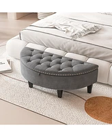 Sugift Half Moon Storage Bench with Rubber Wood Legs