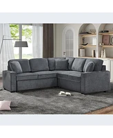 Streamdale Furniture Modern L-Shaped Sofa with Comfy Pull-Out Sleeper