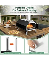 Sugift Outdoor Pizza Oven with Pizza Stone and Foldable Legs for Camping