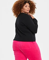 On 34th Trendy Plus Size Milano Crewneck Cardigan, Created for Macy's
