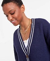 On 34th Women's V-Neck Tipped Cardigan, Created for Macy's