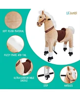 Jumbl Lil Ride on Horse, Kids Ride on Toy with Sounds & Wheels (Off-White)
