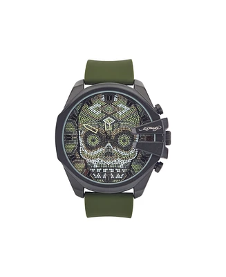 Ed Hardy Men's Matte Olive Silicone Strap Analog Watch 53mm