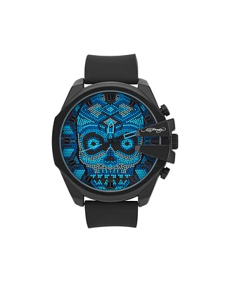 Ed Hardy Men's Matte Black Silicone Strap Analog Watch 53mm