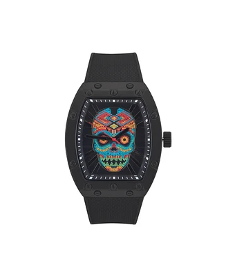 Ed Hardy Men's Matte Black Silicone Strap Analog Watch 53mm