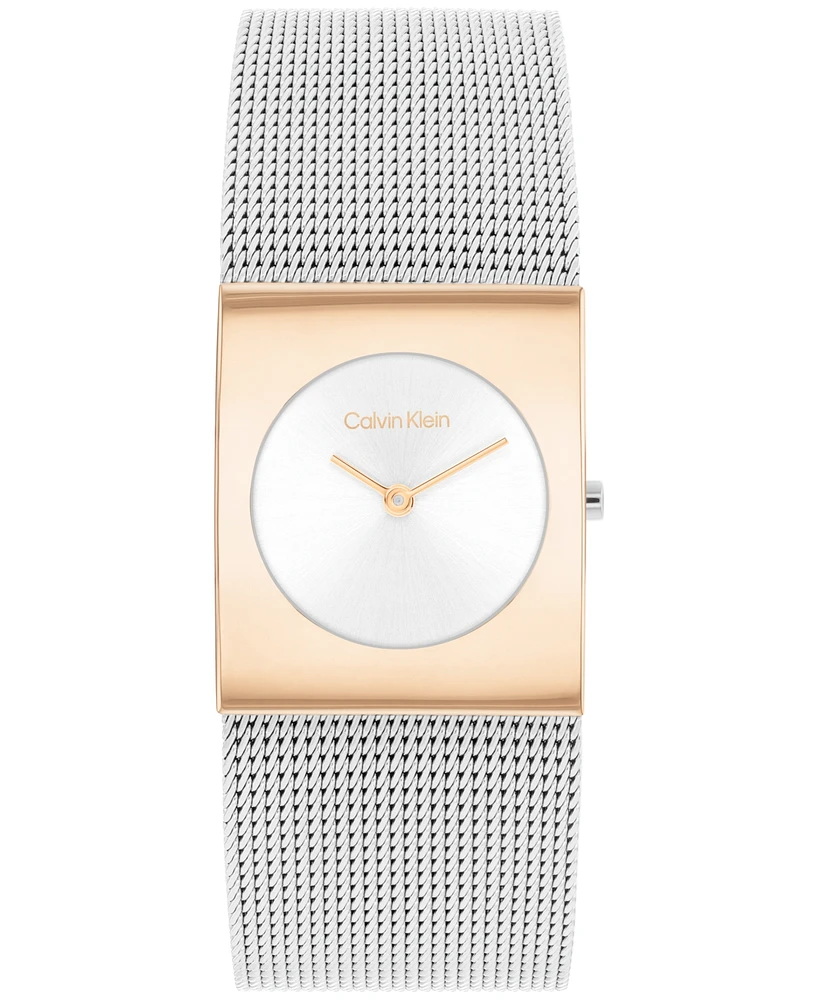 Calvin Klein Women's Pulse Rose Gold-Tone Stainless Steel Mesh Watch 26.40mm