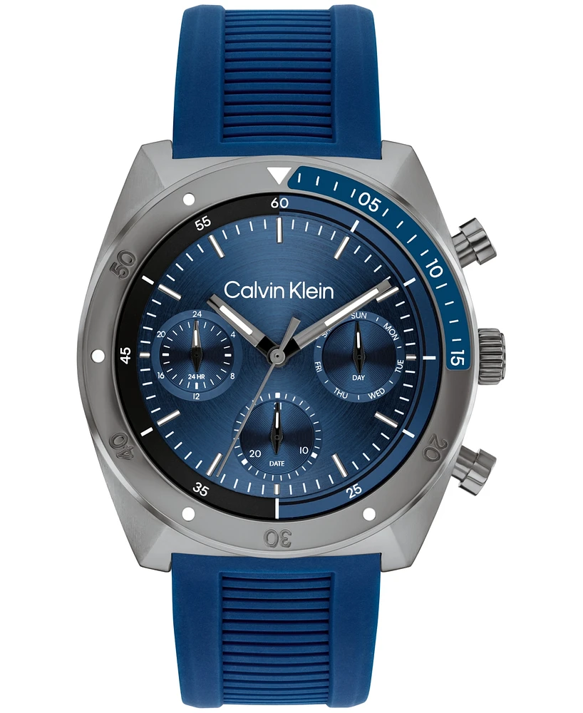 Calvin Klein Men's Flex Blue Silicone Strap Watch 45mm