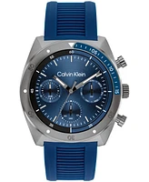 Calvin Klein Men's Flex Blue Silicone Strap Watch 45mm