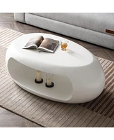 Streamdale Furniture Sleek Modern Coffee Table Fiberglass Oval Design, No Assembly