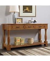 Streamdale Furniture 63" Wood Console Table with Drawers & Shelf, Easy Assembly