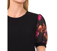 CeCe Women's Floral Puff-Sleeve Blouse