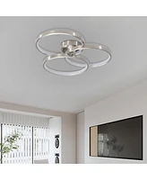 Streamdale Furniture Three Ring Design, Contemporary Semi-Flush Mount With Inner Ring Illumination Ceiling Lamp