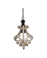 Streamdale Furniture Distressed White Wood Chandelier for Living Room