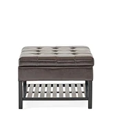 Simplie Fun Finn Bonded Leather Ottoman With Storage And Rack