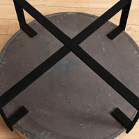 Streamdale Furniture 31.29"Modern Retro Splicing Round Coffee Table, Fir Wood Table Top with Black Cross Legs Base(Same Sku:W75770652)