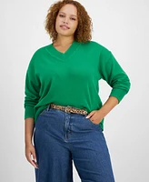 On 34th Trendy Plus V-Neck Sweater, Created for Macy's