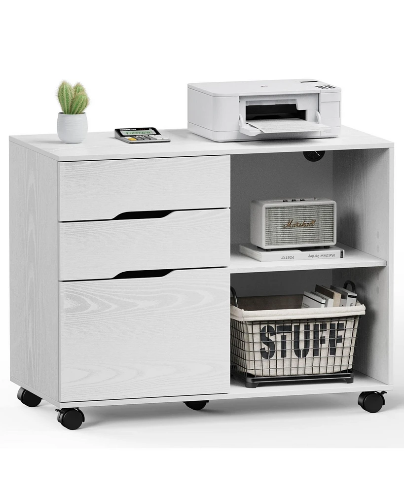 Simplie Fun Versatile Filing Cabinet Open Storage, File Drawers, Printer Stand