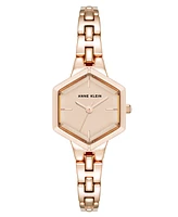 Anne Klein Women's Quartz Petite Hexagonal Rose Gold-Tone Alloy Metal Bracelet Watch, 21mm