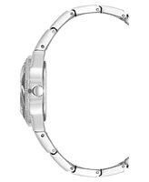 Anne Klein Women's Quartz Faceted Crystal Bezel Silver-Tone Alloy Metal Watch, 32mm