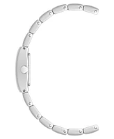 Anne Klein Women's Quartz Petite White Enamel Center Link Silver-Tone Alloy Metal Bracelet Watch, 17.5mm